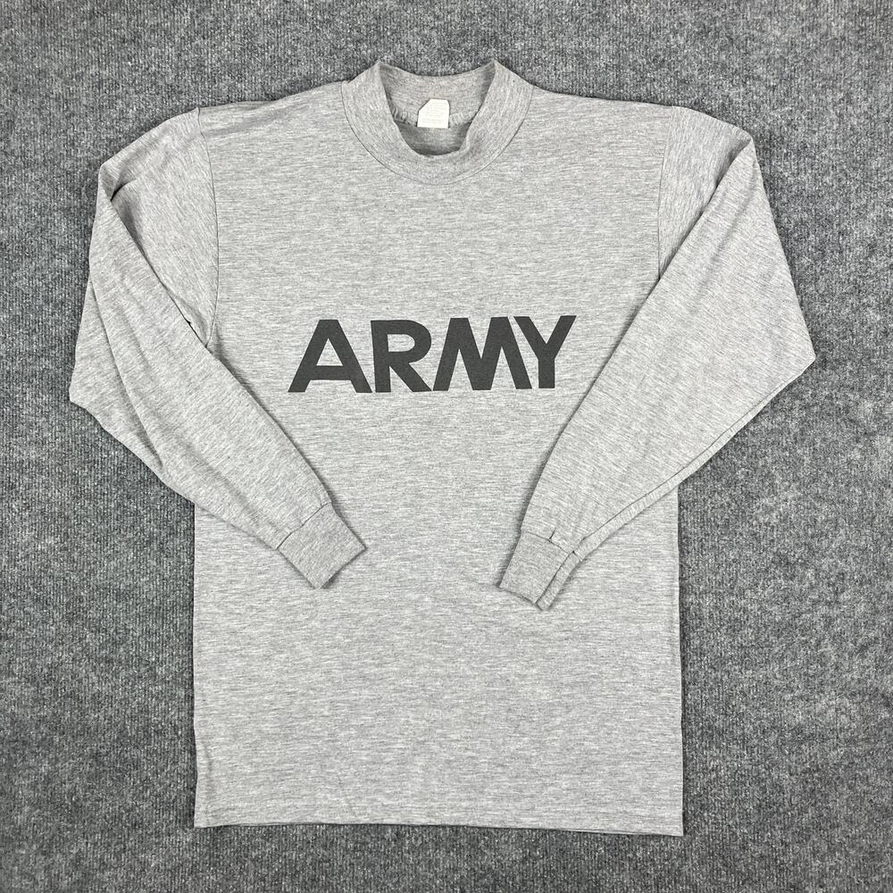 Akwa Tek Long Sleeve Shirt Mens Size S Gray Army Print Mock Neck